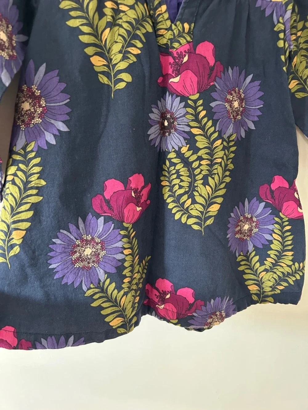Pink Chicken Dress Girls 3Y Navy Floral Playful Long Sleeve Tunic